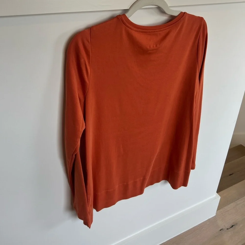 J. Jill Rust Burnt Orange Long Sleeve V-Neck Top Womens Size Medium - Picture 7 of 10